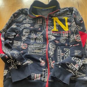 Nautica Men’s Graphic Navy Jacket with Red and Yellow